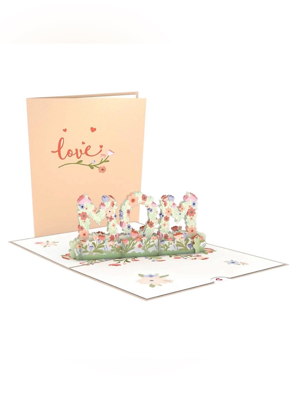 Floral 'Mom' Pop-Up Card in Peach